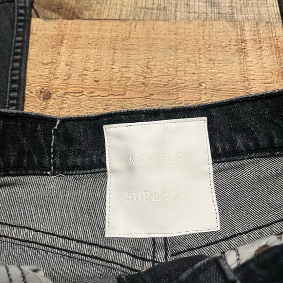 MOTHER Superior The Tomcat Hidden Button Fly Crop Straight Leg Jeans Black Sz 24 - Picture 3 of 8